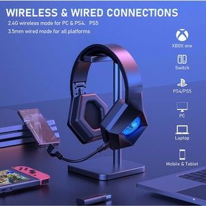 EasySMX 2.4G wirless foldable Gaming Headphones for PC/ MAC/ PS4/ PS5.